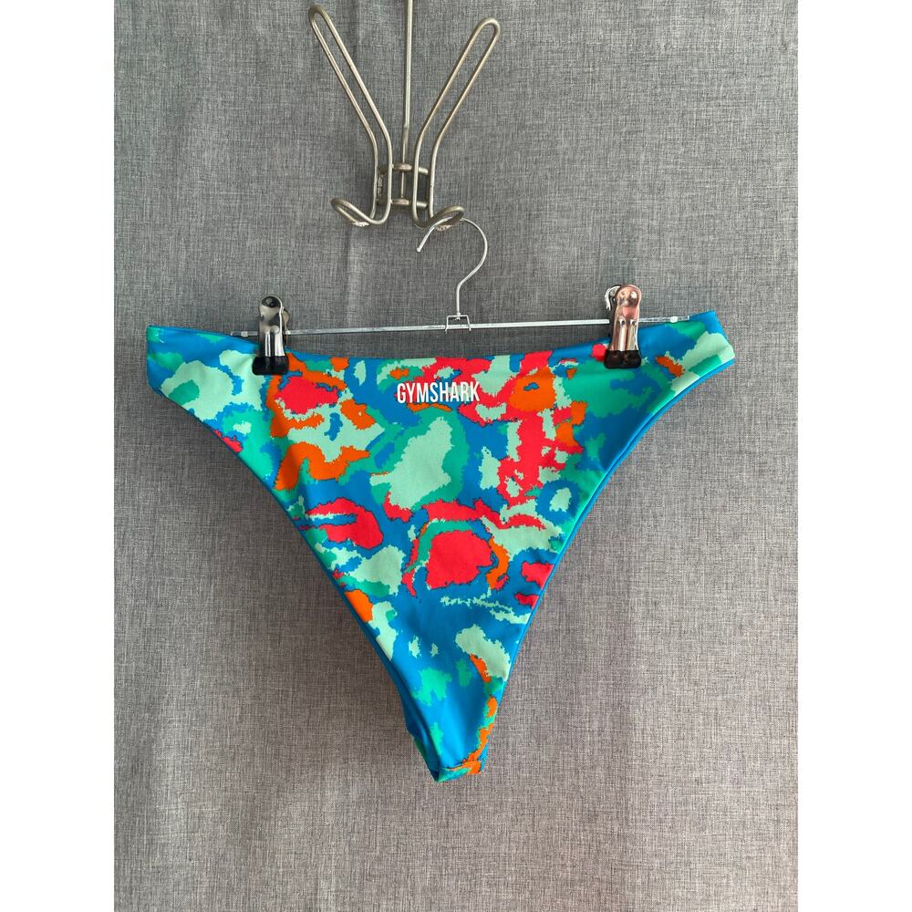 Gymshark Reversible Camo Bikini Bottoms - Blue/Multi Size Medium